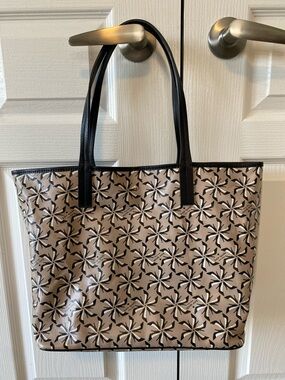 Kate Spade Broome Street Printed Tote Bag Black Cream Large Shopper Shoulder Bag